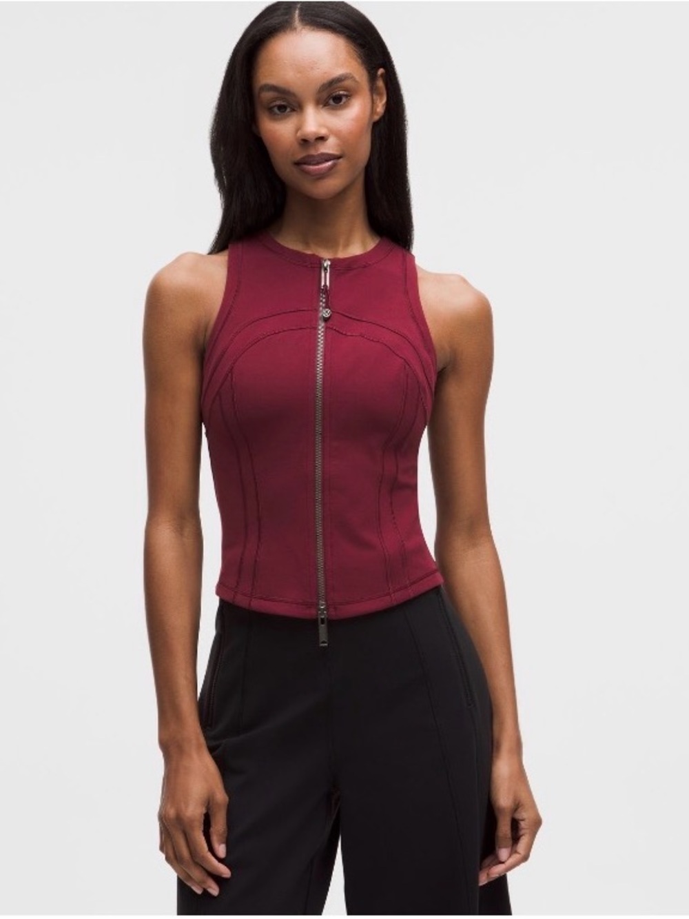 Lululemon Define Full Zip Tank Luon Burgundy Bay 12
